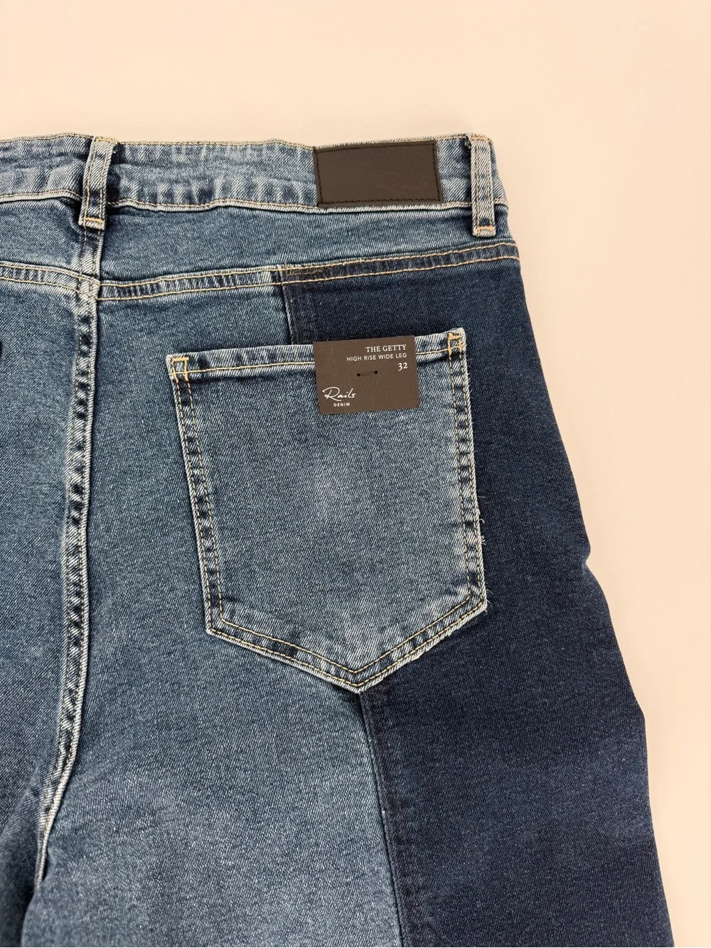 Rails The Getty Paneled High Rise Wide Leg Blue Jeans Women's - Size 32
